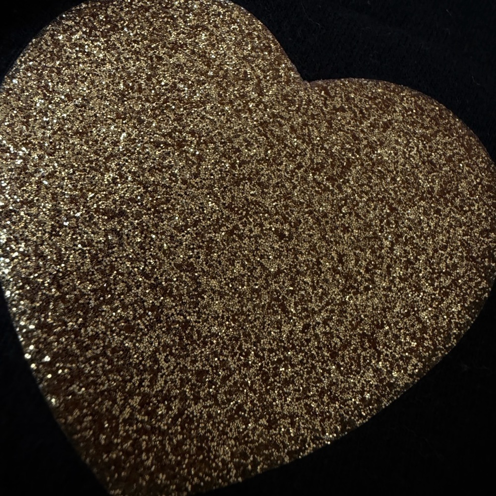 Black Girls' Leggings with Glitter Heart Accents - Gold & Pink - Picture 3 of 9